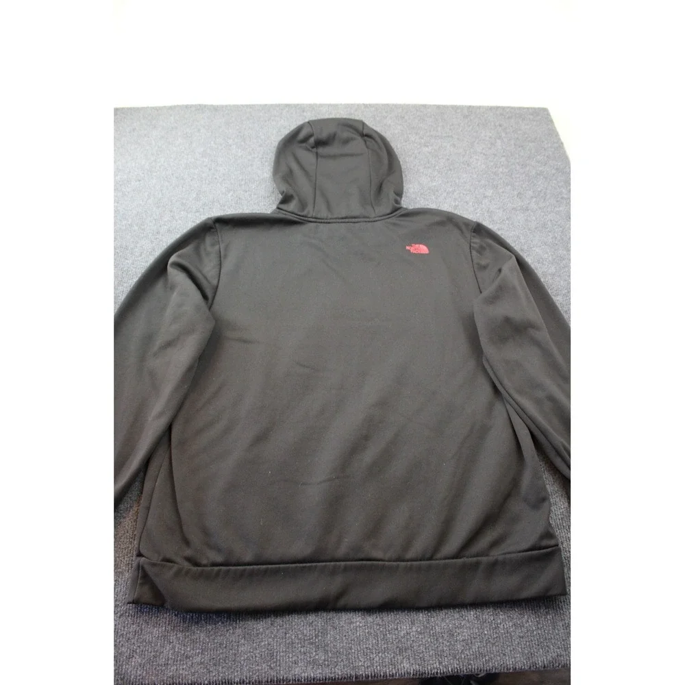 The North Face Mens XL Hoodie Black Red Logo Pullover Performance Sweatshirt